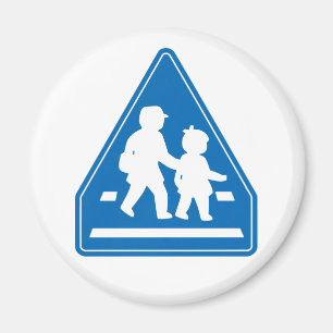 Schulkinder überqueren >> Japanisches Verkehrszeic Magnet