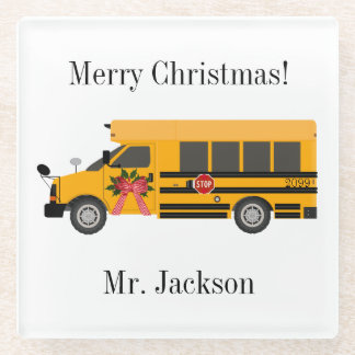 Schulkinderbus - Weihnachten Glasuntersetzer