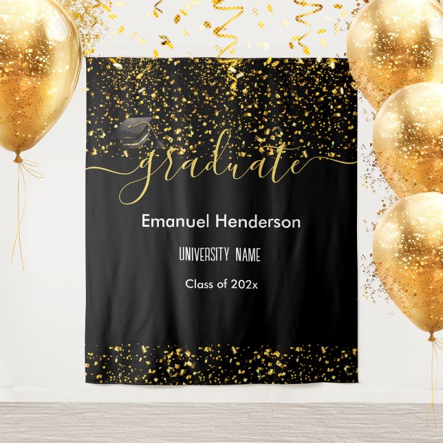 Schulklasse Gold Graduate Black Graduation Party C Wandteppich (Von Creator hochgeladen)