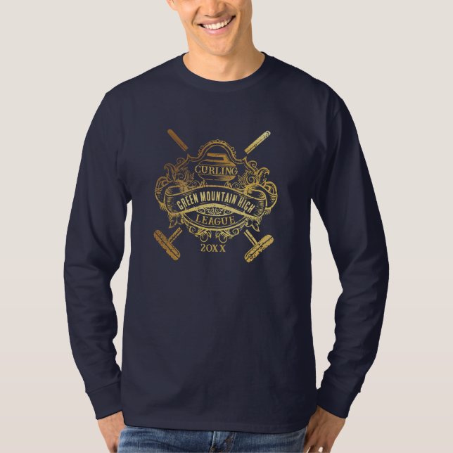 Schulklub Team League Name Year Curling T-Shirt (Vorderseite)