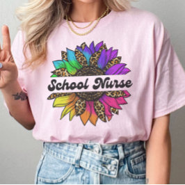 Schulkrankenberuf Rainbow Sonnenblume T-Shirt