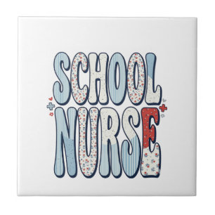 Schulkrankenschwester Vintage-Floral-Typografie-Sh Fliese