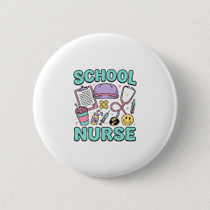 Schulkrankenschwester Vintage-Medizin-Collage-Shir Button