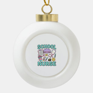 Schulkrankenschwester Vintage-Medizin-Collage-Shir Keramik Kugel-Ornament