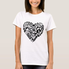 Schulkur, Herz, Rollstuhl, Kreuzungen, Kreuz T-Shirt