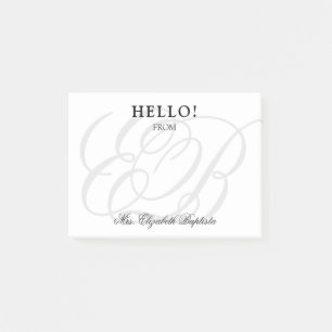 Schullehrer Hallo Elegante Monogram Post-it Klebezettel