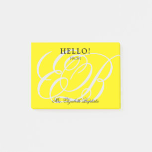 Schullehrer Hallo Mit Monogramm Gelb Post-it Klebezettel