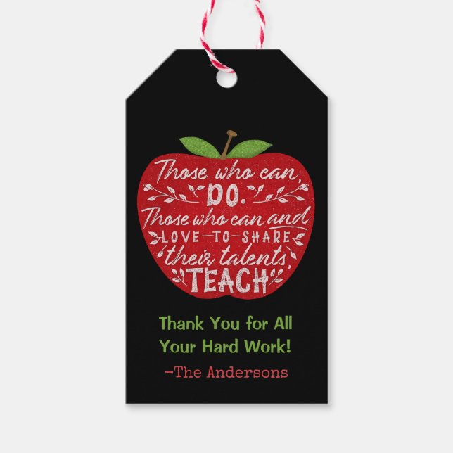 Schullehrer Vielen Dank | Apple Teaching Zitat Geschenkanhänger (Vorderseite)