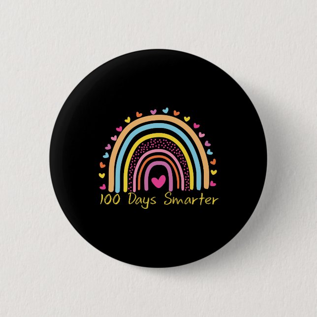 Schullehrertag 100 Tage intelligenter Regenbogen Button (Vorderseite)