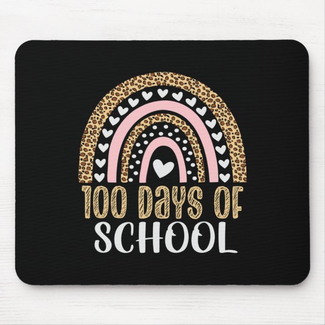 Schullehrertag 100 Tage Regenbogen Leopard Boh Mousepad (Vorne)