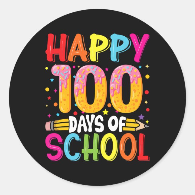 Schullehrertag Kinder 100 Tage 2 Runder Aufkleber (Vorderseite)