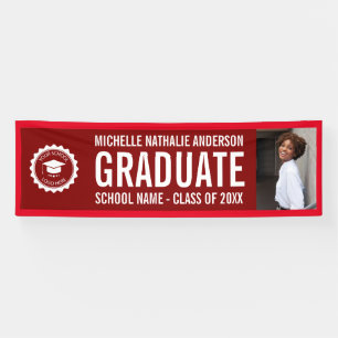 Schullogo Abschluss Foto Party Maroon Banner