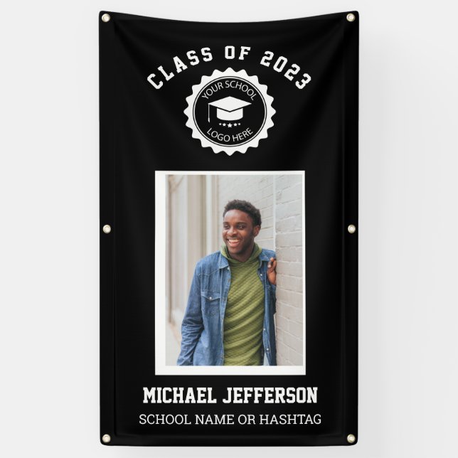 Schullogo oder Maskottchen Maroon Foto Abschluss Banner (Vertikal)