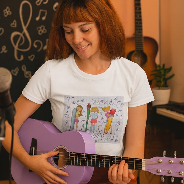 Schulmädchen mit Oversified School Stationery T-Shirt (Von Creator hochgeladen)