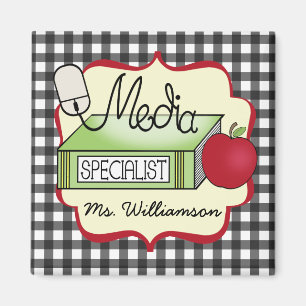 Schulmedium-Spezialist - grauer Gingham Magnet