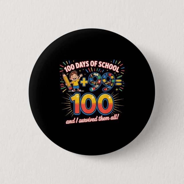 Schulmeilenstein 100 Tage Lernkonzept Lehrer Button (Vorderseite)
