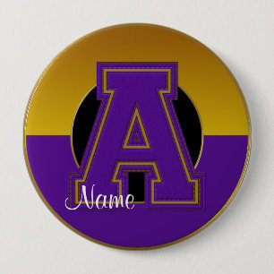 Schulmit Monogramm Knopf, Lila-Goldbuchstabe A Button
