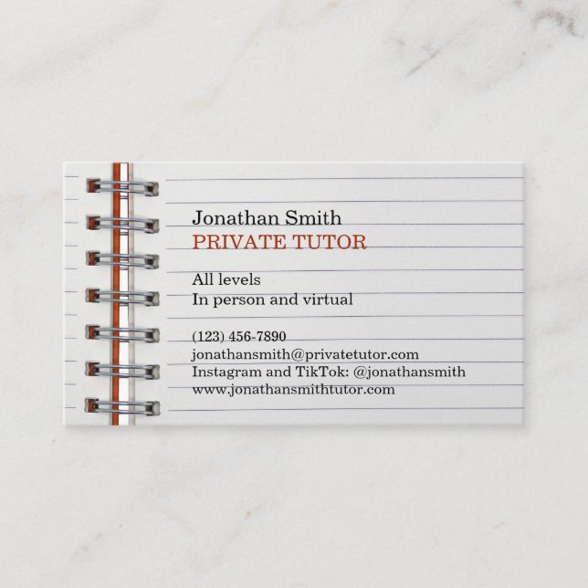 SchulNotebook Private Tutor-Visitenkarte Visitenkarte (Vorderseite)