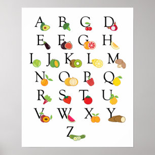 Schulobstprogramm Gemüse ABC Alphabet Unterricht Poster