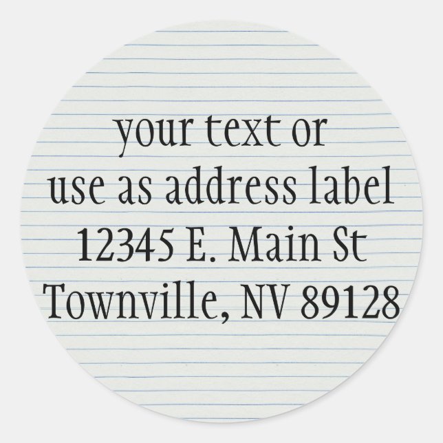 Schulpapier Runder Aufkleber (Vorderseite)