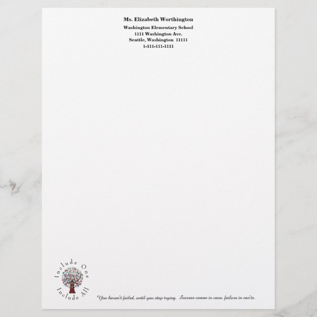 Schulpersonal Personalisiert Briefbogen (Vorderseite)
