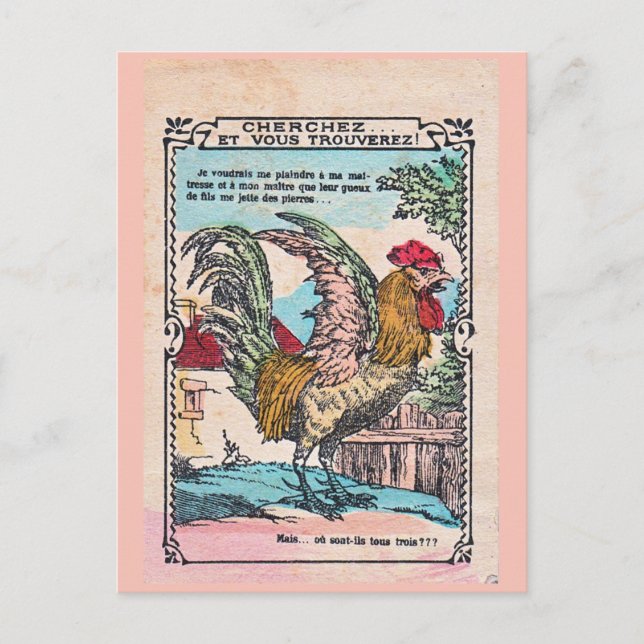 SCHULPREISKARTE "ROOSTER" (1900) POSTKARTE (Vorderseite)