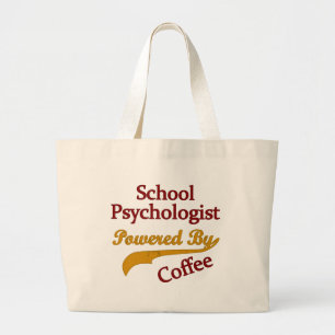 Schulpsychologe angetrieben durch Kaffee Jumbo Stoffbeutel