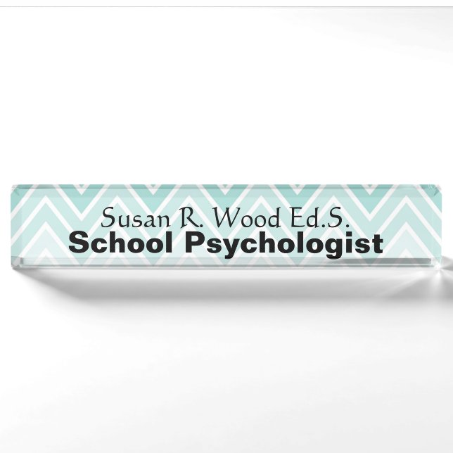 Schulpsychologe-Aqua Ombre Entwurfs-Nummernschild Namensplakette (Vorderseite)