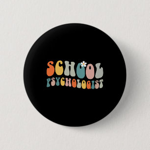 Schulpsychologe Groovy Retro Vintage Psychologe Button