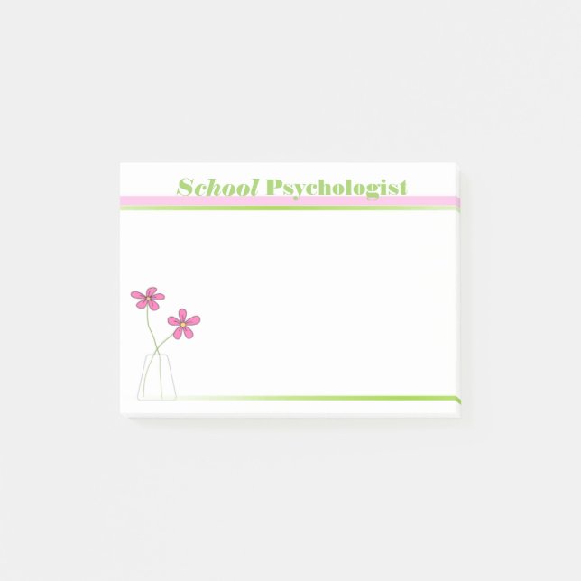 Schulpsychologe-Rosa und grüne klebrige Post-it Klebezettel (Vorderseite)