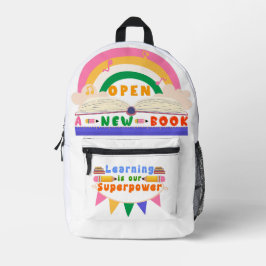 Schulrucksack mit Rainbow und Open Bool Design Bedruckter Rucksack