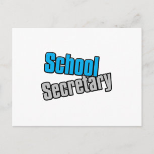 Schulsekretärin bei Blue and Gray Print Postkarte