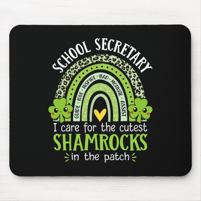 Schulsekretärin St Patricks Day Cute Shamrocks Se Mousepad (Vorne)