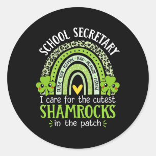 Schulsekretärin St Patricks Day Niedliche Kleeblät Runder Aufkleber