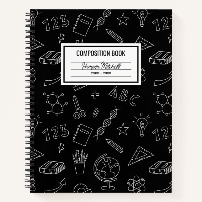 Schulsymbole für benutzerdefinierte Notebook-Zusam Notizbuch (Vorderseite)
