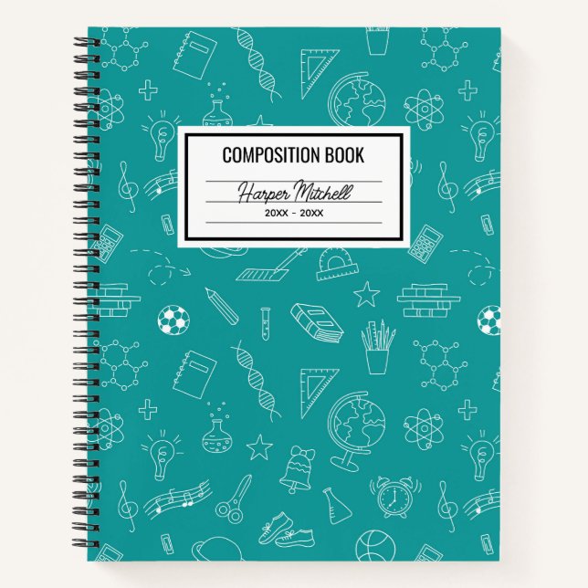 Schulsymbole für benutzerdefinierte Notebook-Zusam Notizbuch (Vorderseite)
