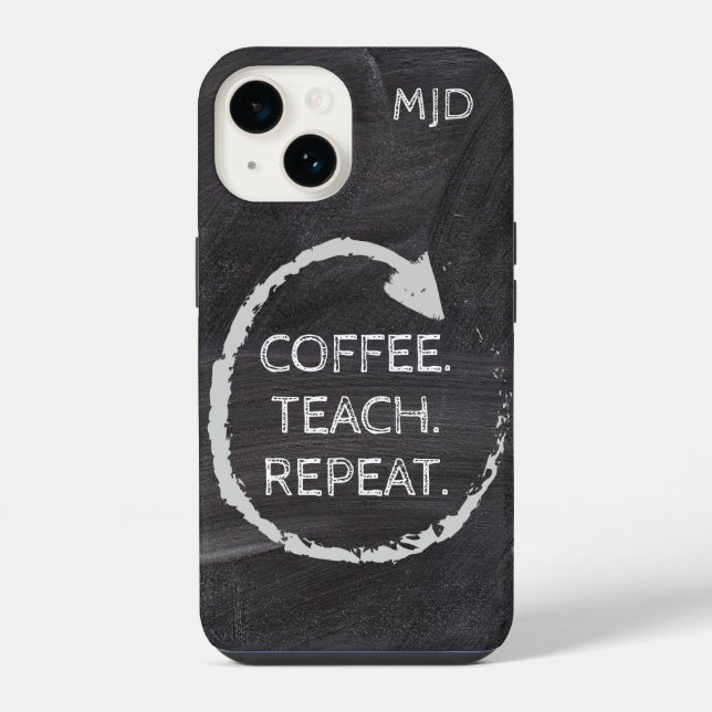 Schultafel-Phrasen-Monogramm  iPhone 14 Hülle (Rückseite)