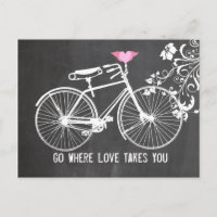 Schultafel Rosa Flügel-Herz Fahrrad Liebe