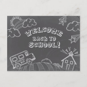 Schultafel Willkommen zurück zur Schule Postkarte