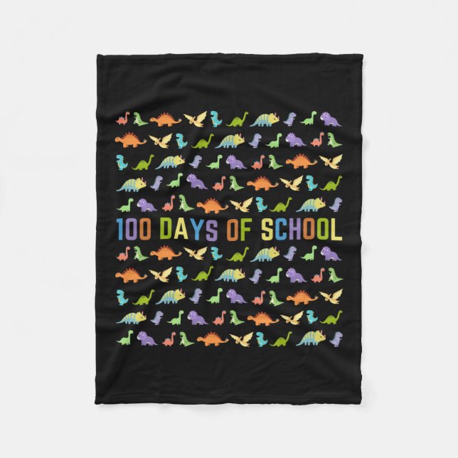 Schultag - Dinosaurier - einfache 100 Tage Schulze Fleecedecke (Vorderseite)