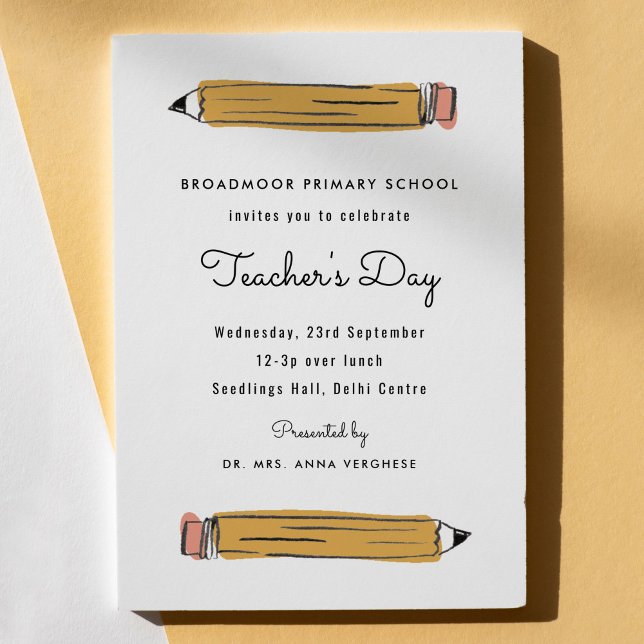 Schultag Einladung (No. 2 pencil illustration Teacher's Day invitation.)