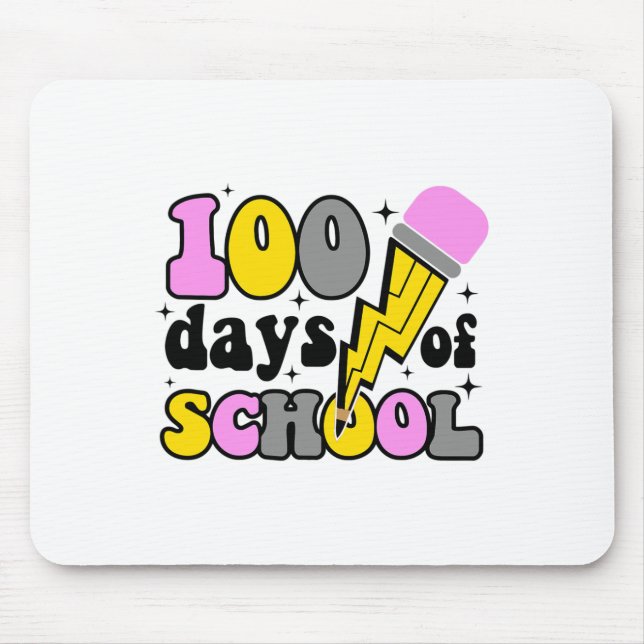 Schultage Blitz Bolt Stift Lehrer 100. Mousepad (Vorne)