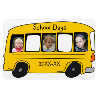 Schultage Gelbes Schulbus-Foto Magnet