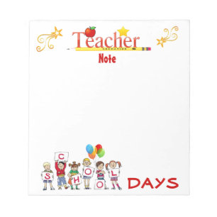 Schultage Lehrer Notepad Notizblock