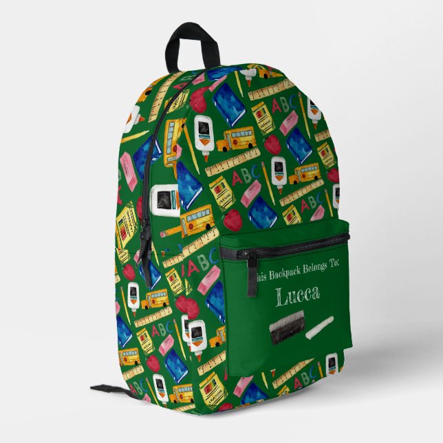 Schultage Muster Bedruckter Rucksack (Rückseitige Ecke links)
