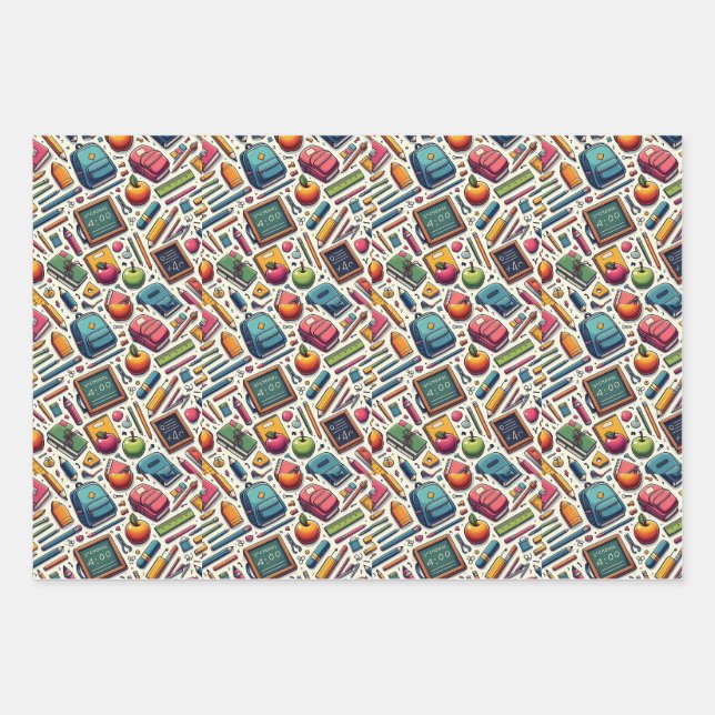 Schulthemenumrandungspapier Set 3 Geschenkpapier Set (Vorderseite)