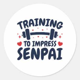 Schulung zur Beeinflussung von Senpai Anime Workou Runder Aufkleber