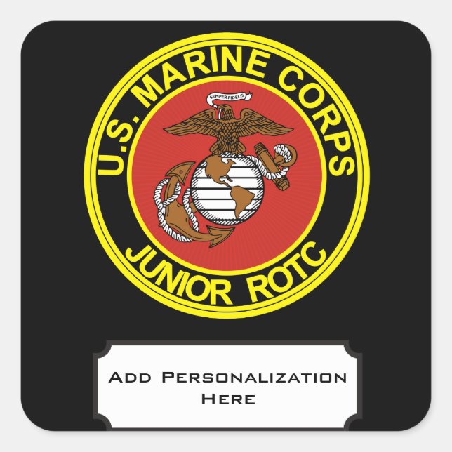 Schulungskorps der USMC Junior Reserve Officers Quadratischer Aufkleber (Vorderseite)