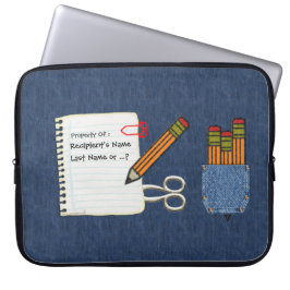 Schulwerkzeuge für Denim Personalisiert Laptopschutzhülle