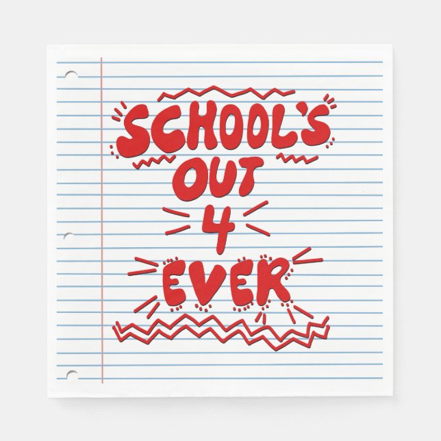 Schulzeit ade! Lose-Blatt-Papier Serviette (Vorderseite)